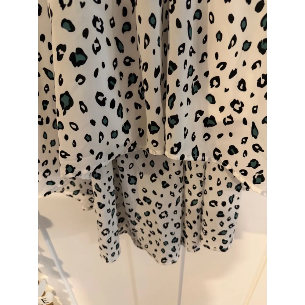 Ina Cheetah Print High-Low Dress - Green & Black - Smocked Waist - Size Medium - - Picture 4 of 11